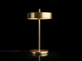 Lampe de bureau 34×34×52 cm - métal doré - abat-jour disque et commandes intégrées pour chambre