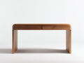 Console en bois 160×42×78 cm - brun miel - deux tiroirs et côtés arrondis pour chambre à coucher