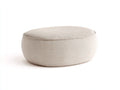 Tabouret ovale en tissu 90×65×36 cm - crème - forme galbée compacte et assise rembourrée pour chambre à coucher