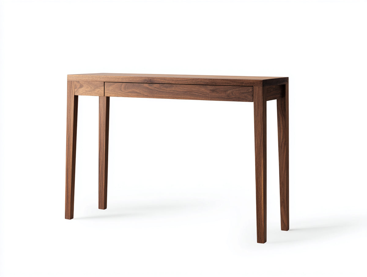 Console 128×34×78 cm - bois de noyer brun - tiroir intégré sans poignée pour chambre à coucher