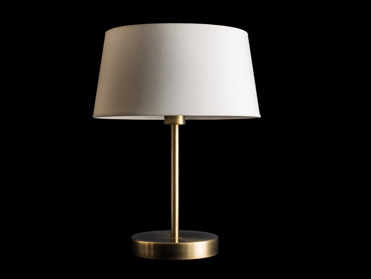 Lampe De Bureau en métal et tissu 32×32×55 cm - blanc doré - abat-jour conique et pied rond pour chambre à coucher