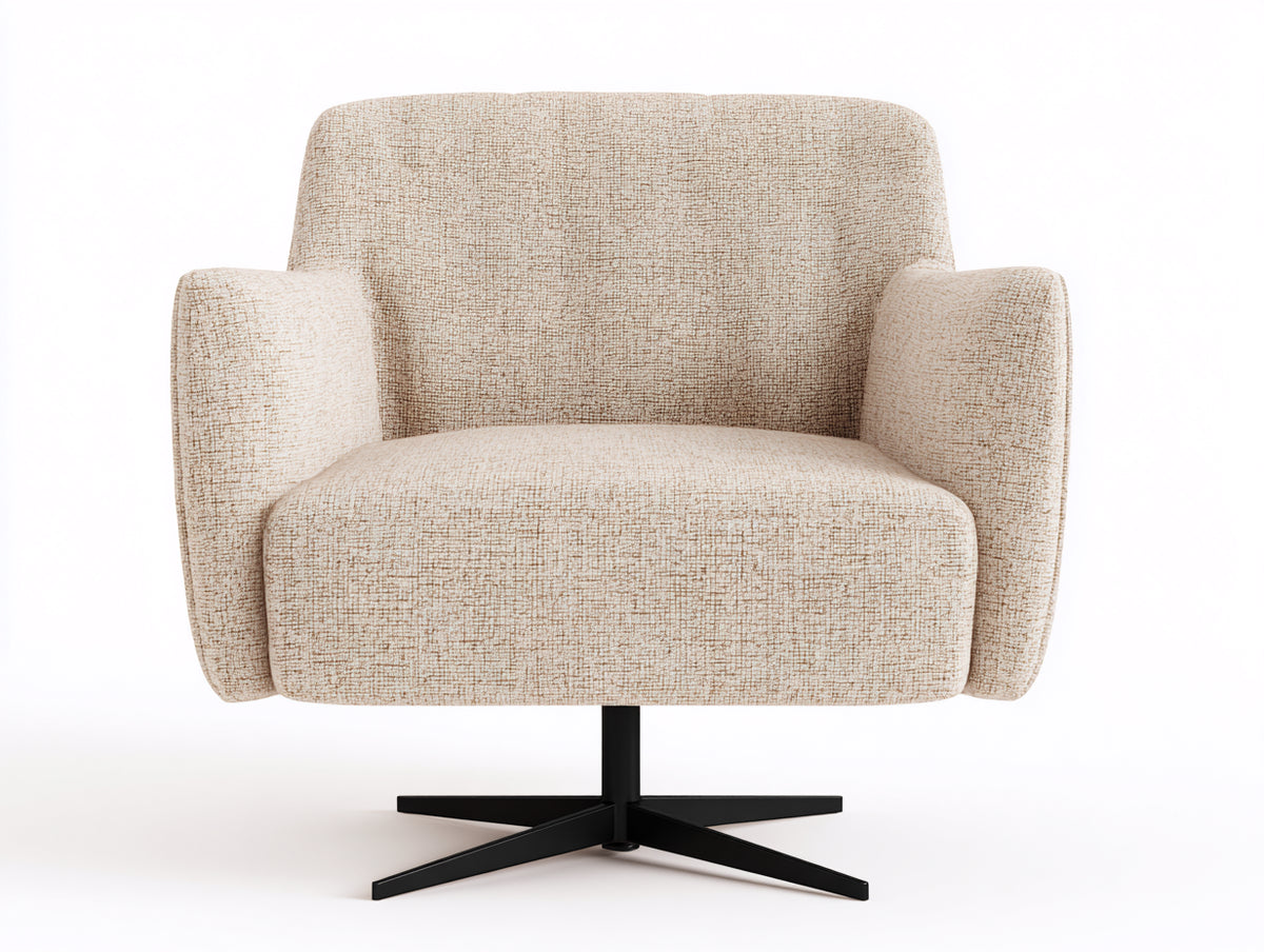 Fauteuil tissu beige 82×78×85 cm – assise confortable pivotante style contemporain