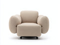 Fauteuil 102×92×84 cm - tissu beige et métal noir - accoudoirs annulaires sur roulettes pour salon