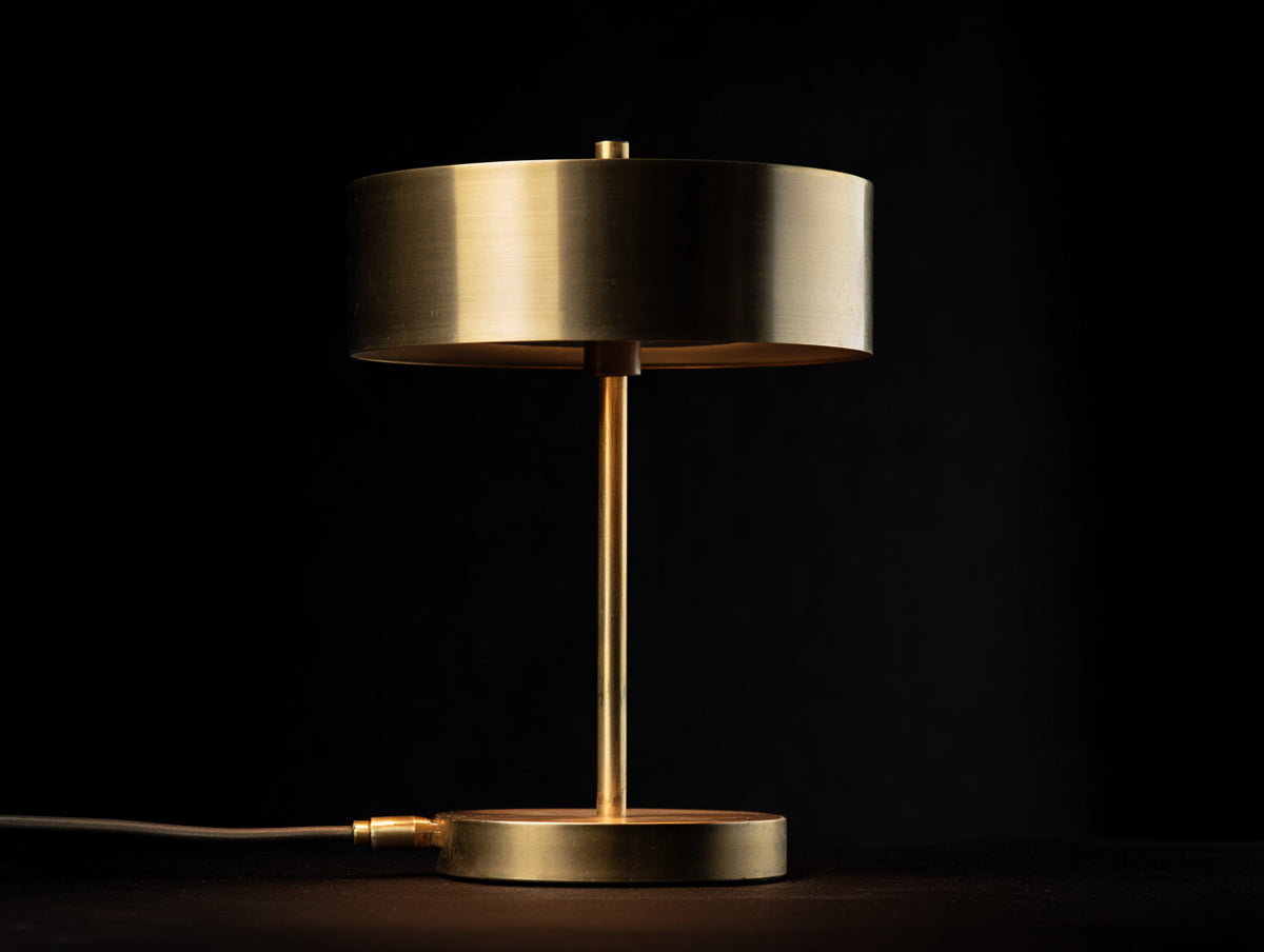 Lampe De Bureau en métal 30×30×49 cm - doré - abat-jour cylindrique et base ronde minimaliste pour chambre à coucher