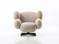 Fauteuil tissu beige 88×82×86 cm – dossier enveloppant base noire design moderne