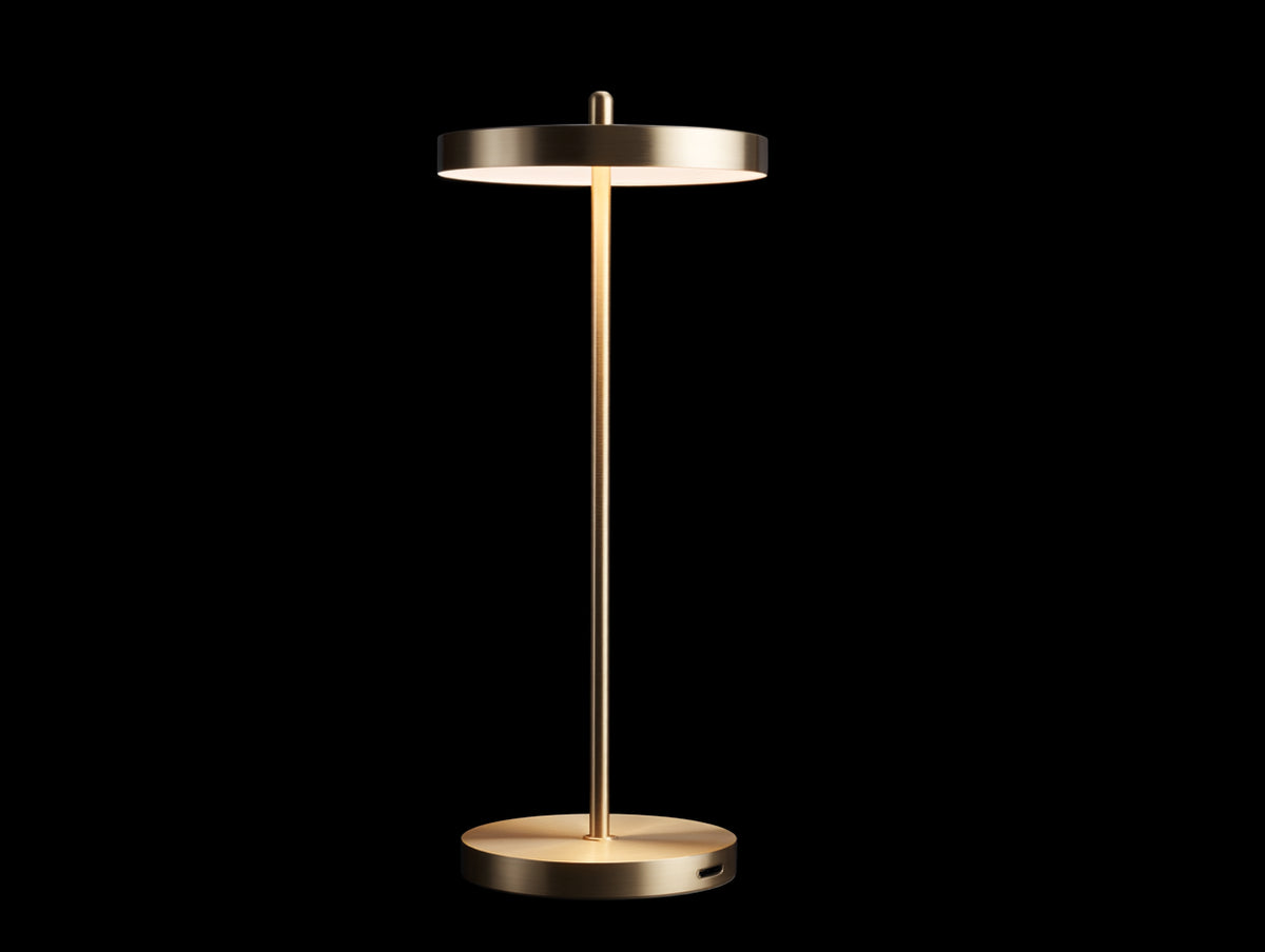 Lampe de bureau 30×30×55 cm - métal doré - diffuseur plat et base ronde compacte pour chambre