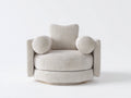 Fauteuil rembourré 95×90×82 cm - tissu bouclé beige clair - accoudoirs cylindriques et assise enveloppante pour salon