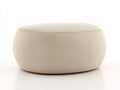 Tabouret ovale rembourré 100×70×38 cm - tissu beige clair - assise basse aux lignes arrondies pour chambre à coucher